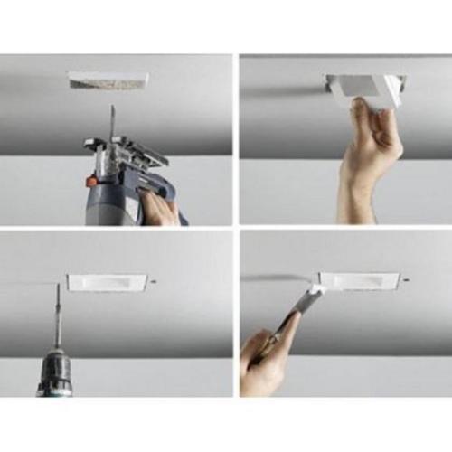 Porta Faretto In Gesso Attacco Lampada Gu10 Quadrato Led Controsoffitto Vetro
