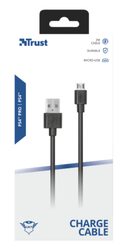 Trust Cavo Di Ricarica Controller Ps4 Micro Usb 3M Playstation 4 Pad Sony Nuovo