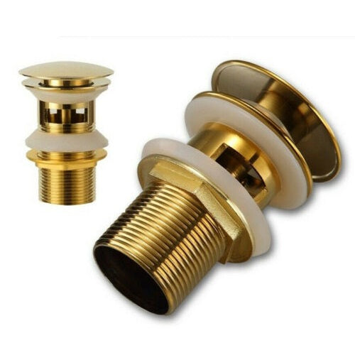 Piletta Di Scarico Click Clack 1/4 Lavandino Lavabo Bidet Tappo Pressione (Oro)
