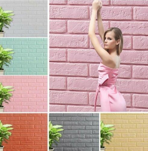 ADESIVO CARTA DA PARATO 3D EFFETTO MATTONI PANNELLO SPUGNA PARETI 70X77CM VERDE