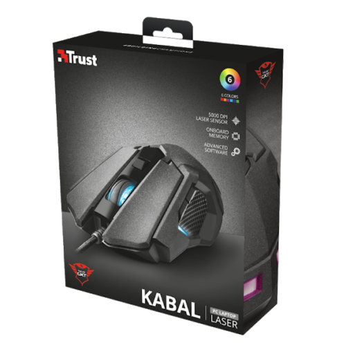 Trust Mouse Gaming Laser Ottico Gxt 4158 Kabal 5000 Dpi Led Multi Usb Gioco Pc