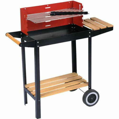 BBQ BARBECUE A CARBONE CARBONELLA LEGNO GRILL GIARDINO RUOTE GRIGLIA REGOLABILE