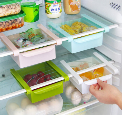 2PZ ORGANIZER FRIGO CASSETTO CONTENITORE SALVASPAZIO CESTELLO PER FRIGORIFERO