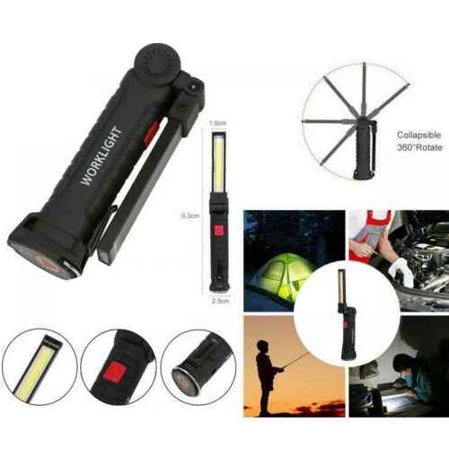 Lampada Torcia Led Lavoro Gancio Calamita Portatile Ricaricabile Officina Pesca
