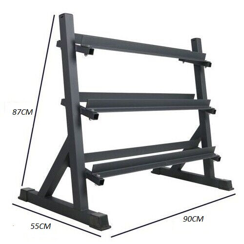 Hb Rastrelliera 3 Livelli Supporto Rack Porta Manubri Pesi Palestra Espositore