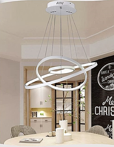 Lampadario Cerchi Soffitto Led A Sospensione Regolabile 48W 6500K/Bianco Freddo