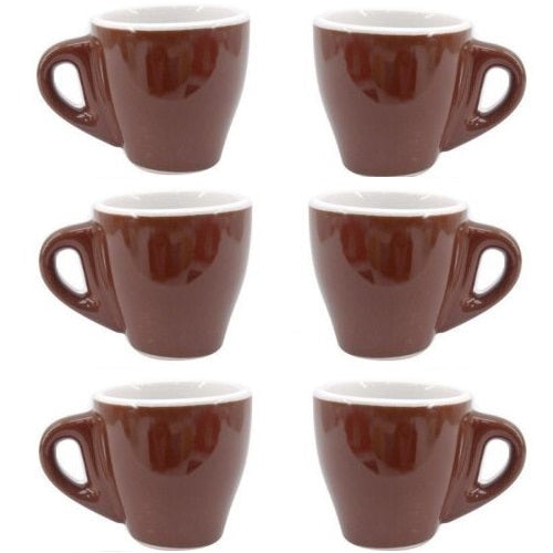 Set Servizio 6 Tazzine Tazze Da Caffè Bar Colazione Marrone Ceramica 6X7Cm