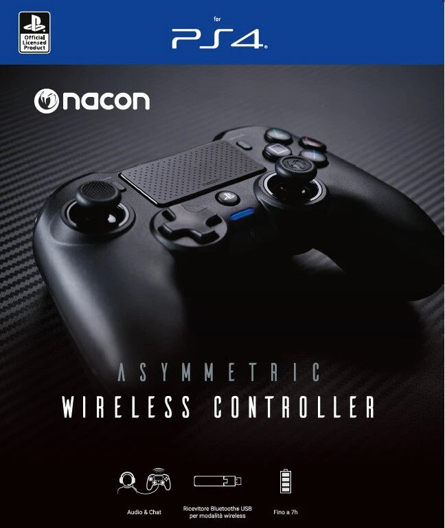 Nacon Controller Asymmetric Wireless Ps4 Nero Senza Filo Pad Play Station 4 / Pc