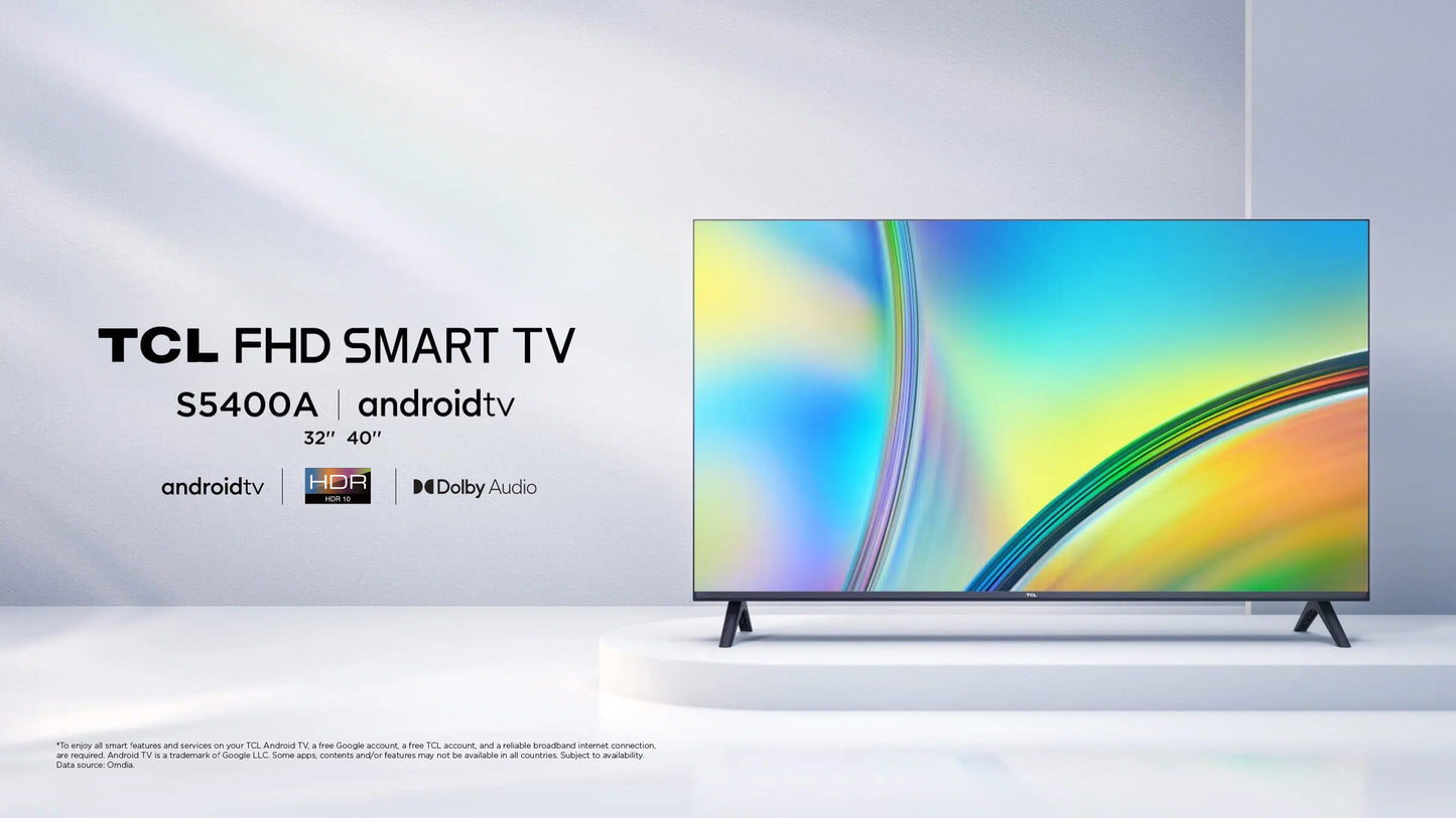 TCL S54 Smart TV Led 32" 1080P Full HD Wi-Fi HDR-10 Nero Android TV 32S5400A