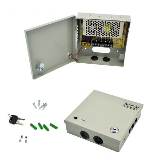 CENTRALINA RACK BOX ALIMENTATORE DC 12v STABILIZZATO 4 CANALI TELECAMERA CCTV