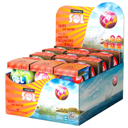 Waboba Palla SOL Skips on Water Bouncing Ball (1pz) Pallina che rimbalza sull’acqua, Cambia Colore al Sole, originale per saltare sull'oceano, lago e piscina – Giocattolo acquatico ad alte prestazioni per un'estate di divertimento senza fine 8cm (Palme)