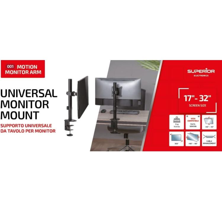 Superior Supporto Da Tavolo Staffa Per Monitor Singolo 17" 19" 21" 24" 28" 32"