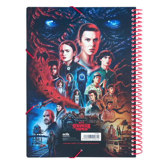 Portalistini A4 (Stranger Things) Gadget Ufficiale - Raccoglitore Porta Documenti con 30 Buste Transparenti A4, Elastico e Copertina Flessibile | Quaderno Portadocumenti Cancelleria