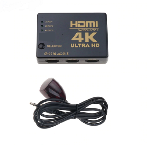 Switch Hdmi 3 Porte 4K Ultra Hd Telecomando Infrarossi Splitter Cavo Ps4 Tv Dvd