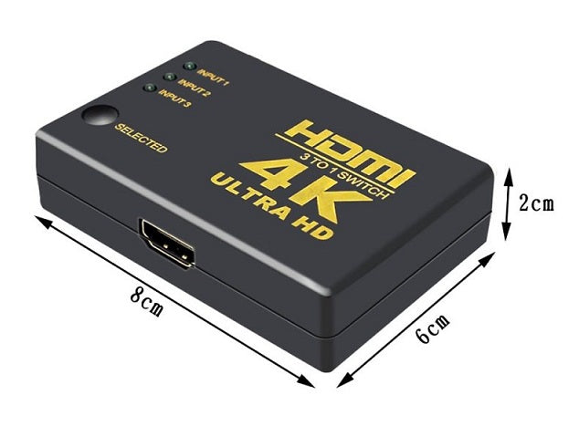 Switch Hdmi 3 Porte 4K Ultra Hd Telecomando Infrarossi Splitter Cavo Ps4 Tv Dvd