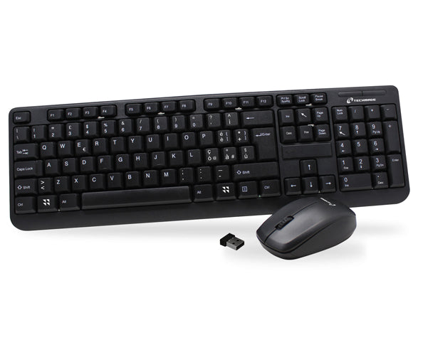 Techmade Kit Tastiera + Mouse Wireless Pkf-518+Pmf-446 Black Pc Computer Nero