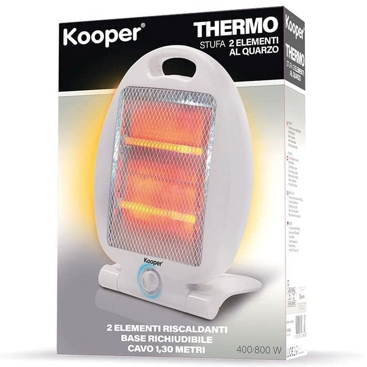 Kooper Thermo | Stufa Elettrica Al Quarzo A 2 Elementi 400/800W Stufetta Alogena