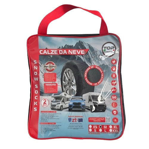 CALZE DA NEVE PER AUTO OMOLOGATE EN 16662-1 COPPIA CON GUANTI CATENE TAGLIA XS