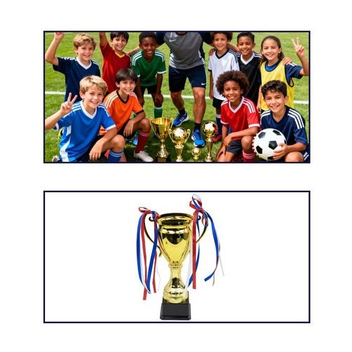 Trofeo Sportivo Oro (Coppa) 32 cm in Resina Dorata idea Regalo per Premiazioni Tornei Calcio, Sport, Tennis, Basket, Padel, Tifosi ecc