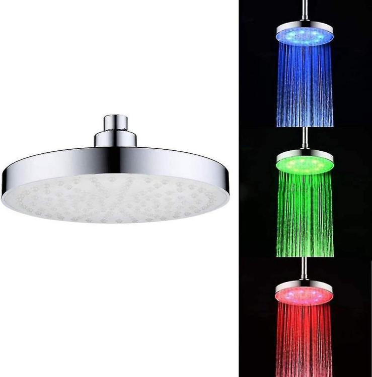 Soffione Doccia Con Led Multicolor Trasparente Cromoterapia Bagno | 22Cm-Rotondo
