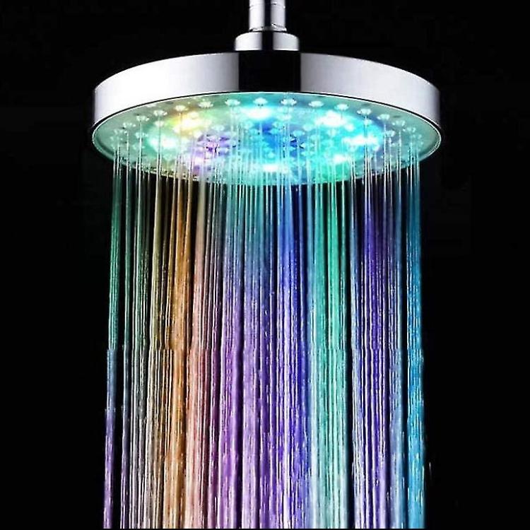 Soffione Doccia Con Led Multicolor Trasparente Cromoterapia Bagno | 22Cm-Rotondo
