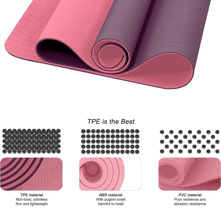 Tappetino Pilates Tappeto Yoga Materassino Fitness Gomma Tpe 6mm Bicolore Fucsia