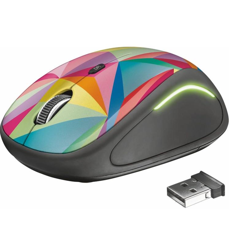 Trust Yvi Fx Wireless Mouse Illuminato Rgb Led Ambidestro Ottico Pc Mac 1600 Dpi