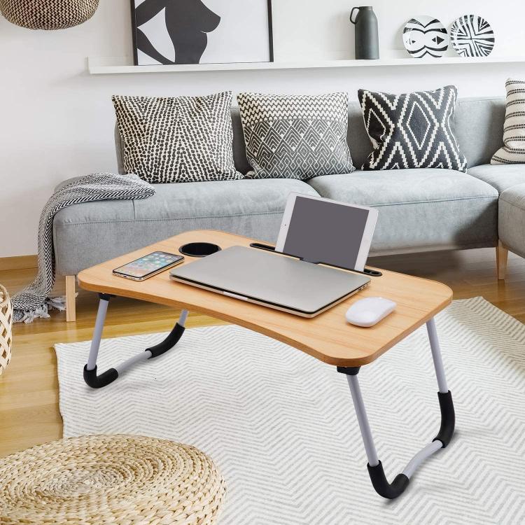 Tavolino Pieghevole Da Letto Vassoio Colazione Studio Tablet Pc Notebook Legno