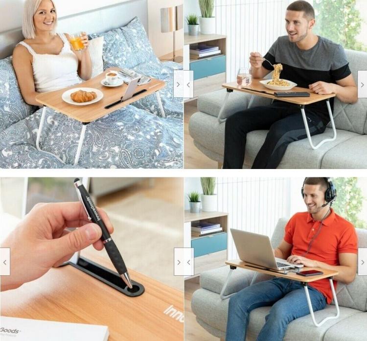 Tavolino Pieghevole Da Letto Vassoio Colazione Studio Tablet Pc Notebook Legno