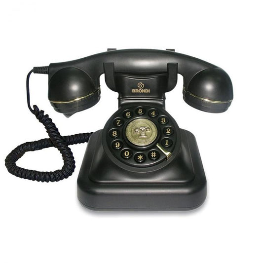 BRONDI TELEFONO FISSO VINTAGE 20 TAVOLO RETRO SUONERIA REGOLABILE FILO NERO