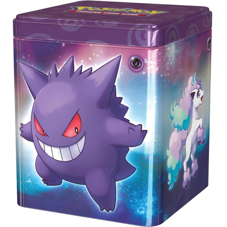 Pokemon Stacking Tin 2024 Tcg Gcc Scatola Impilabile Metallo Card Game Viola Eng