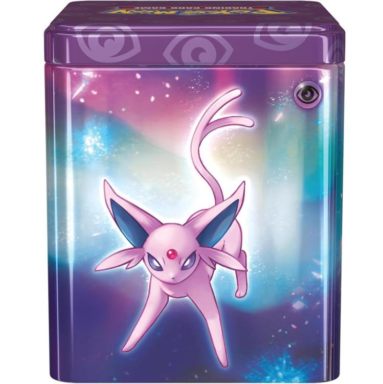 Pokemon Stacking Tin 2024 Tcg Gcc Scatola Impilabile Metallo Card Game Viola Eng