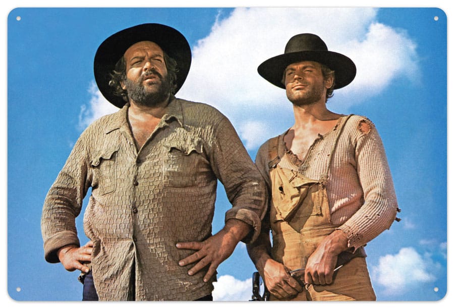 Targa In Metallo Bud Spencer & Terence Hill Tin Sign Blue Sky 20 x 30 cm Movie