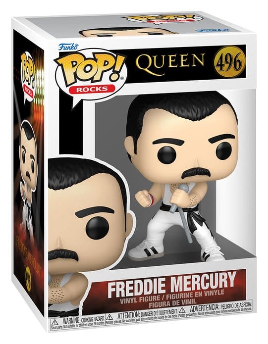 Funko Pop ! Rocks Queen - (476) Freddy Mercury White Singlet Figure 9Cm