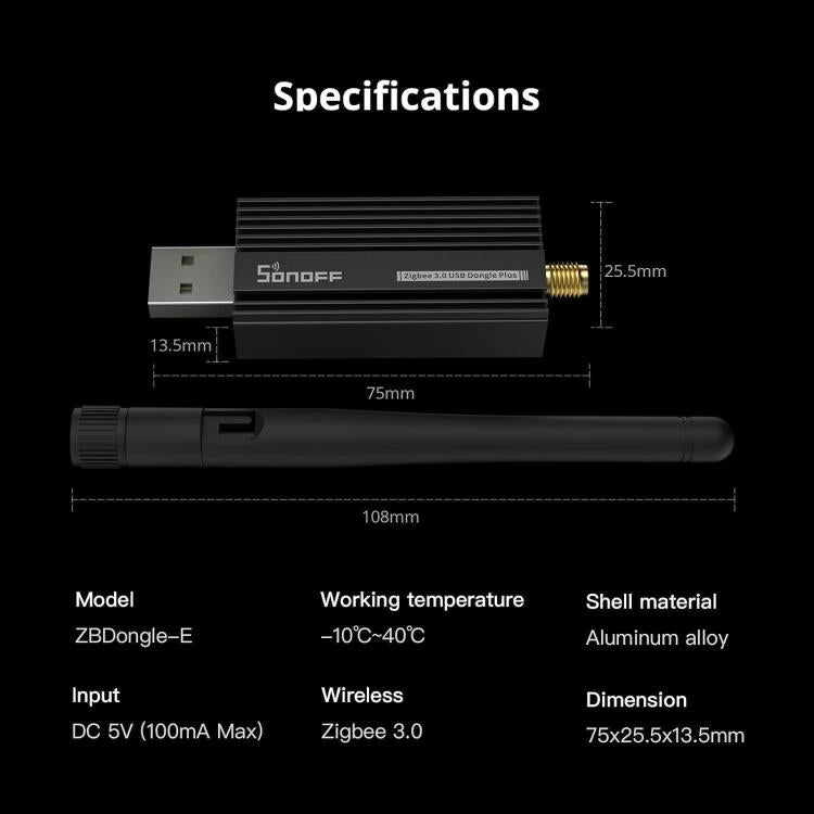 Sonoff Zbdongle-E Chiavetta Zigbee 3.0 Usb Dongle Plus Gateway Universale Alexa