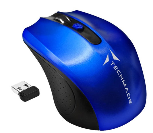 Techmade Mouse Ottico Wireless Usb Blu Tm-Xj30-Bl Ambidestro Windows Computer