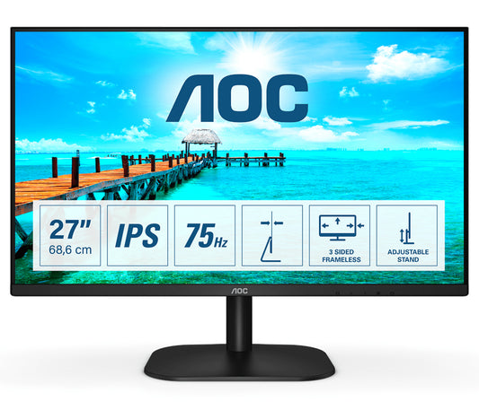 Aoc Monitor 27" Led Fhd Basic-Line 27bh2 Hdmi Full Hd Nero 1920x1080