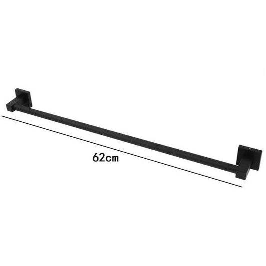 Porta Asciugamani Asta Supporto 62Cm Per Bagno A Muro Parete Casa Acciaio Nero