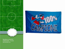 BANDIERA GIGANTE NAPOLI 100% CAMPIONI D'ITALIA SCUDETTO ASOLA PER ASTA 175X285cm