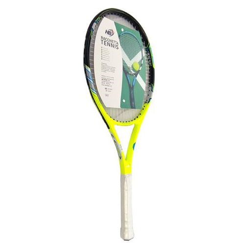 Hb Racchetta Da Tennis Adulto Con Grafica Gialla Nera Blu Fluo Custodia Inclusa