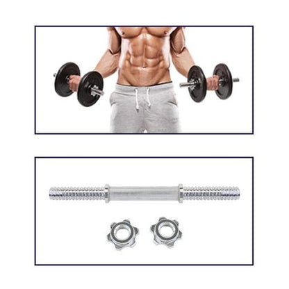 Manubrio Bodybuilding Acciaio 35Cm Filettato Sollevamento Pesi Dischi Palestra