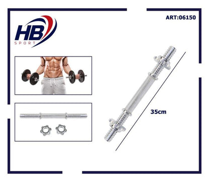 Manubrio Bodybuilding Acciaio 35Cm Filettato Sollevamento Pesi Dischi Palestra