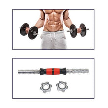 Manubrio Bodybuilding Acciaio E Gomma 40Cm Filettato Sollevamento Pesi Dischi