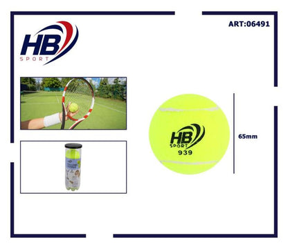 Set 3 Palline Da Tennis (939) Gialle Palle Per Allenamento Racchetta Racchettoni
