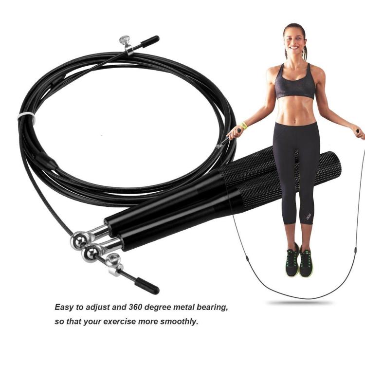 CORDA SALTO PER SALTARE PRO ACCIAIO PVC CARDIO MMA CROSSFIT BOXING FITNESS NERO