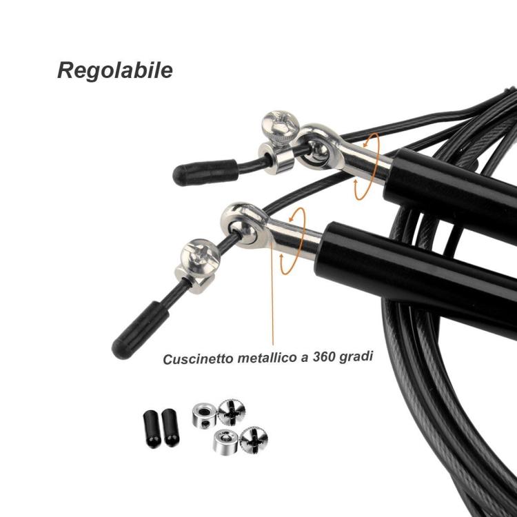 CORDA SALTO PER SALTARE PRO ACCIAIO PVC CARDIO MMA CROSSFIT BOXING FITNESS ROSSO