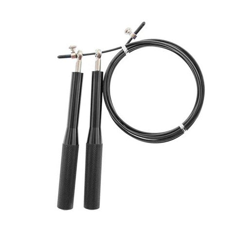 CORDA SALTO PER SALTARE PRO ACCIAIO PVC CARDIO MMA CROSSFIT BOXING FITNESS NERO