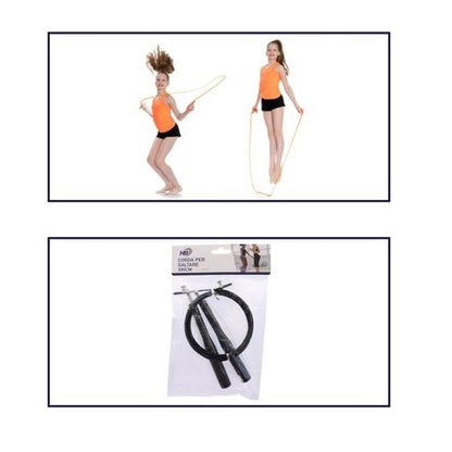 CORDA SALTO PER SALTARE PRO ACCIAIO PVC CARDIO MMA CROSSFIT BOXING FITNESS NERO