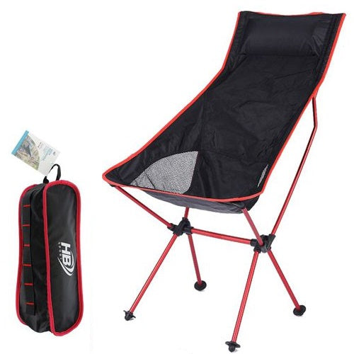 Sedia Pieghevole Campeggio Borsa Portatile Spiaggia Pesca Caccia Esterno (Rossa)