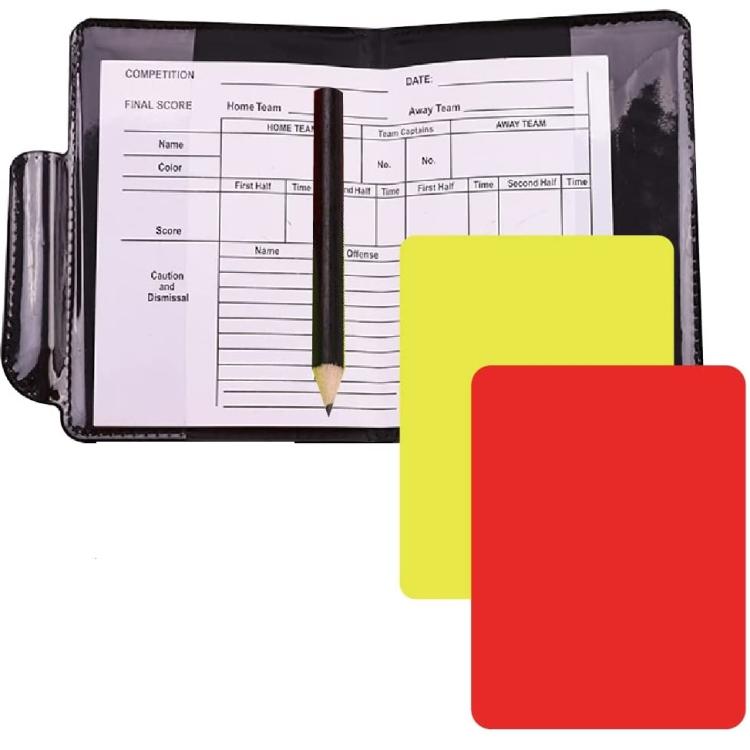 Kit Arbitro Calcio Calcetto Cartellino Rosso + Giallo + Taccuino + Matita